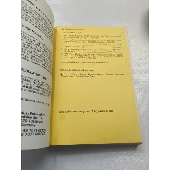 Guide To Utility RADIO STATIONS - KLINGENFUSS Thirteenth EDITION 1995 Amateur - Picture 5 of 16